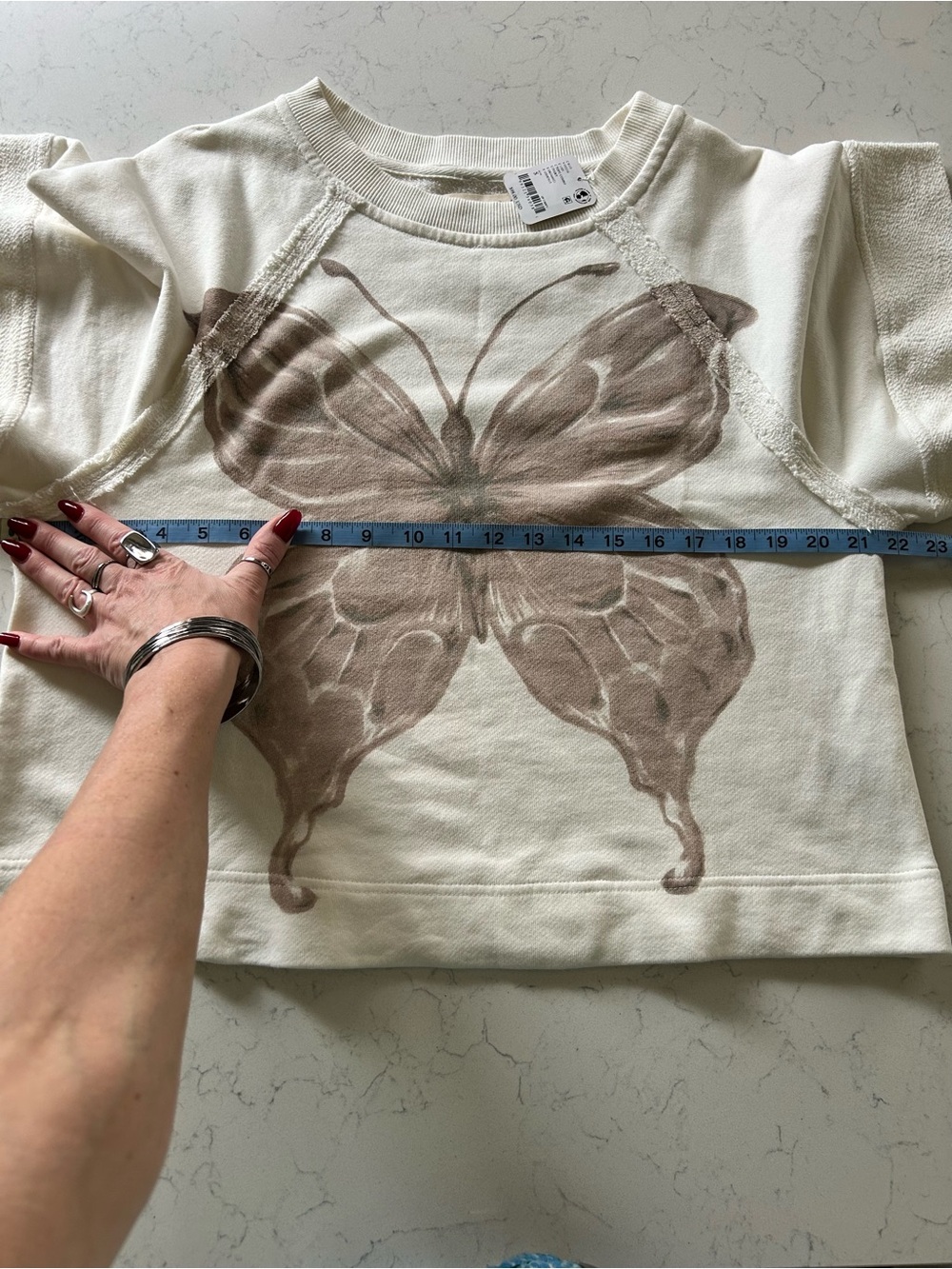 ❌SOLD❌NWT Free People Dahlia Short Sleeve Pullover in Tofu Combo - Picture 14 of 16